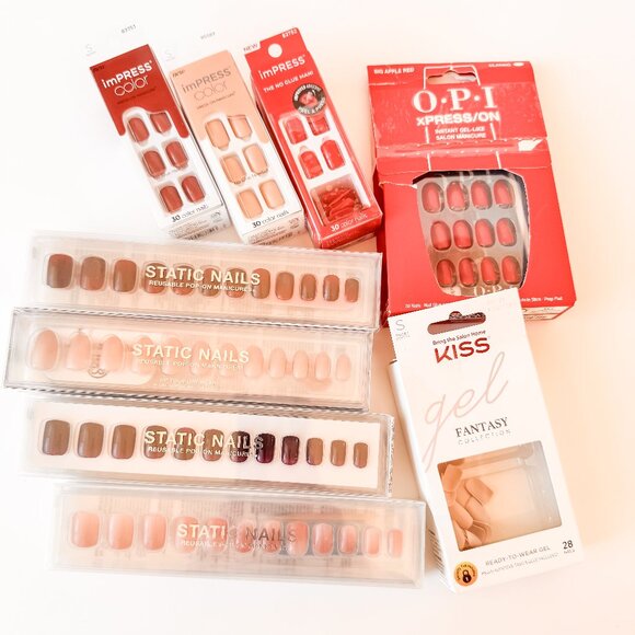 💅 Bundle of 8 Brand New Press-On & Gel Nails – Static, Impress, Kiss, OPI 💅 - Picture 1 of 9